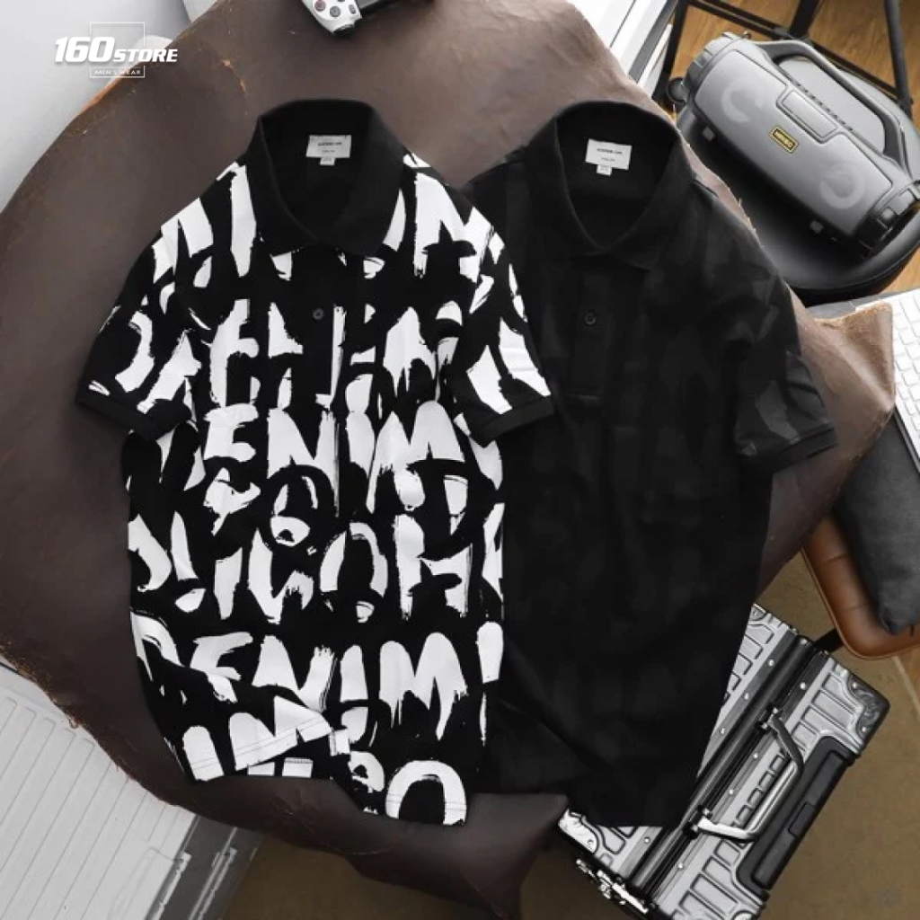 Áo thun nam Polo ICONDENIM Logo Brush Pattern chất Cotton mềm mại bền màu năng động - PLID0085