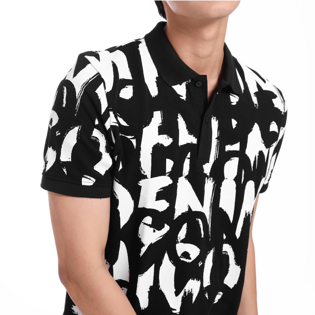 Áo thun nam Polo ICONDENIM Logo Brush Pattern chất Cotton mềm mại bền màu năng động - PLID0085