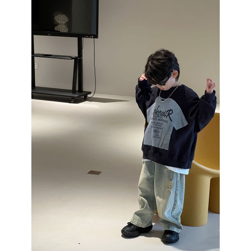 Quần Jean Chất Mềm Dáng Suông Mài Cá Tính Bé Trai QRV23_2