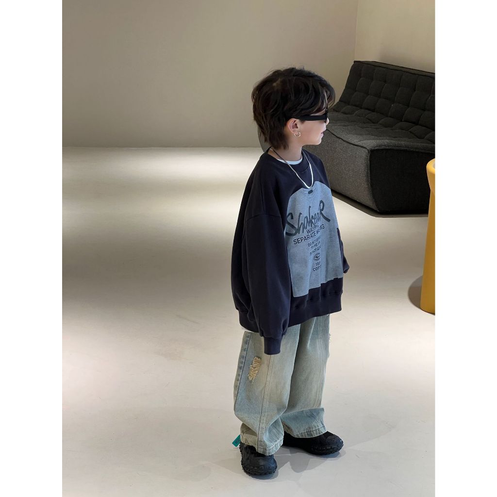 Quần Jean Chất Mềm Dáng Suông Mài Cá Tính Bé Trai QRV23_2