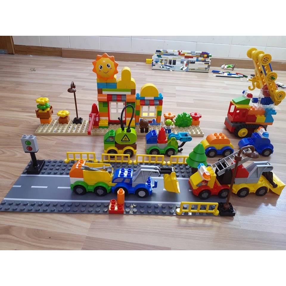Đồ Chơi Lắp Ráp Xe 177 Chi Tiết, Hãng Feelo, Gạch Xếp Hình Loại To Cho Bé Thỏa Sức Sáng Tạo