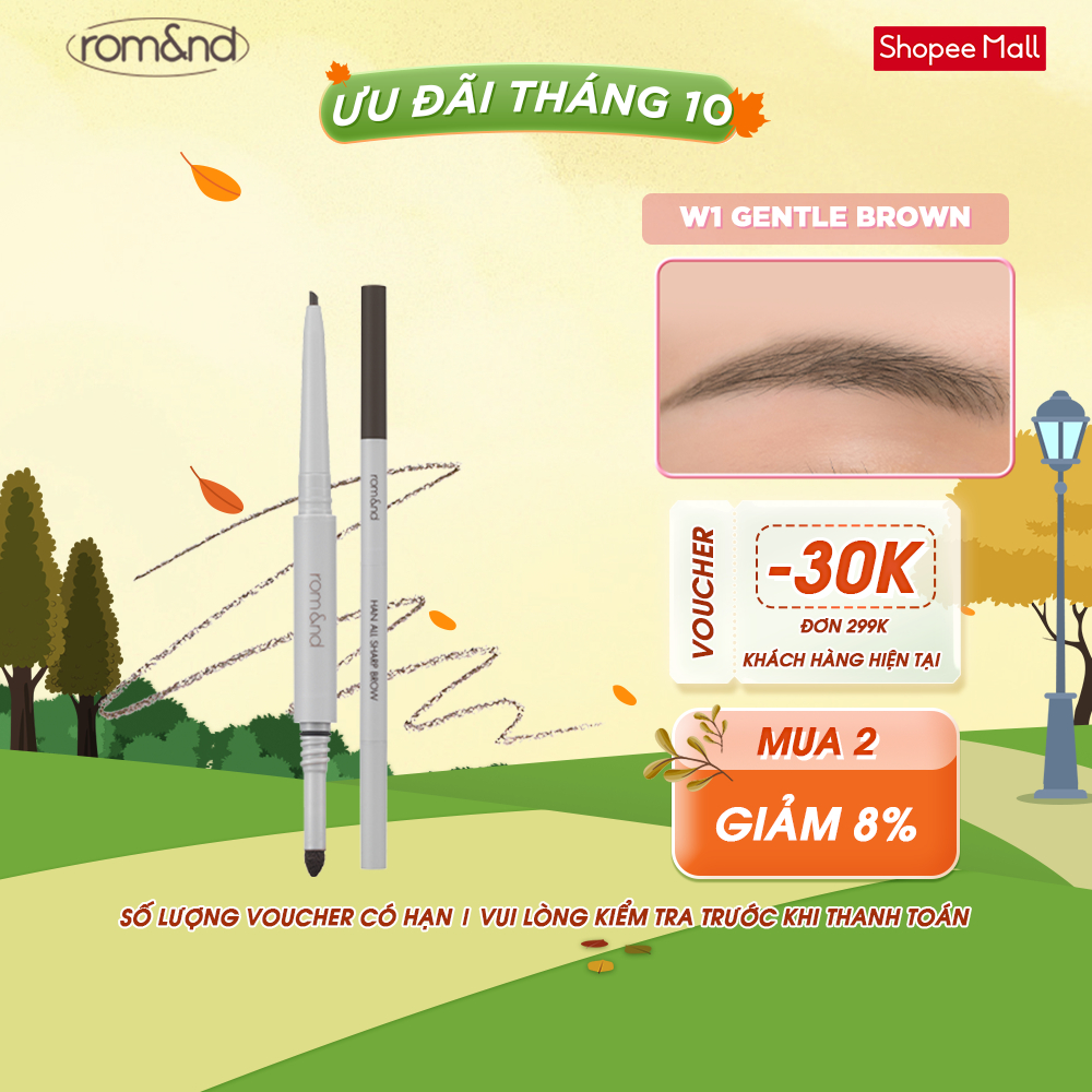 [Rom&nd] Chì kẻ mày nét mảnh 3 trong 1 Hàn Quốc Romand Han All Sharp Brow - Han All Line