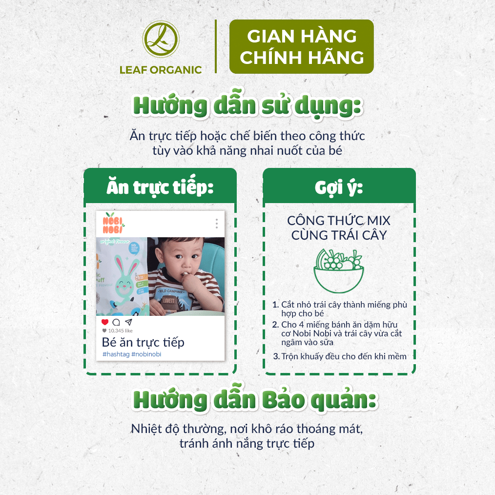 BÁNH GẠO ĂN DẶM HỮU CƠ Nobi Nobi 40g - CHO BÉ TỪ 6 THÁNG TUỔI