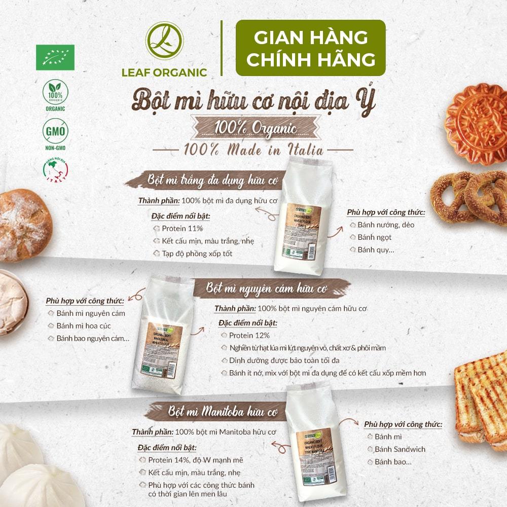 Bột mì hữu cơ Sima Bio 1kg các loại nguyên cám, đa dụng, Manitoba