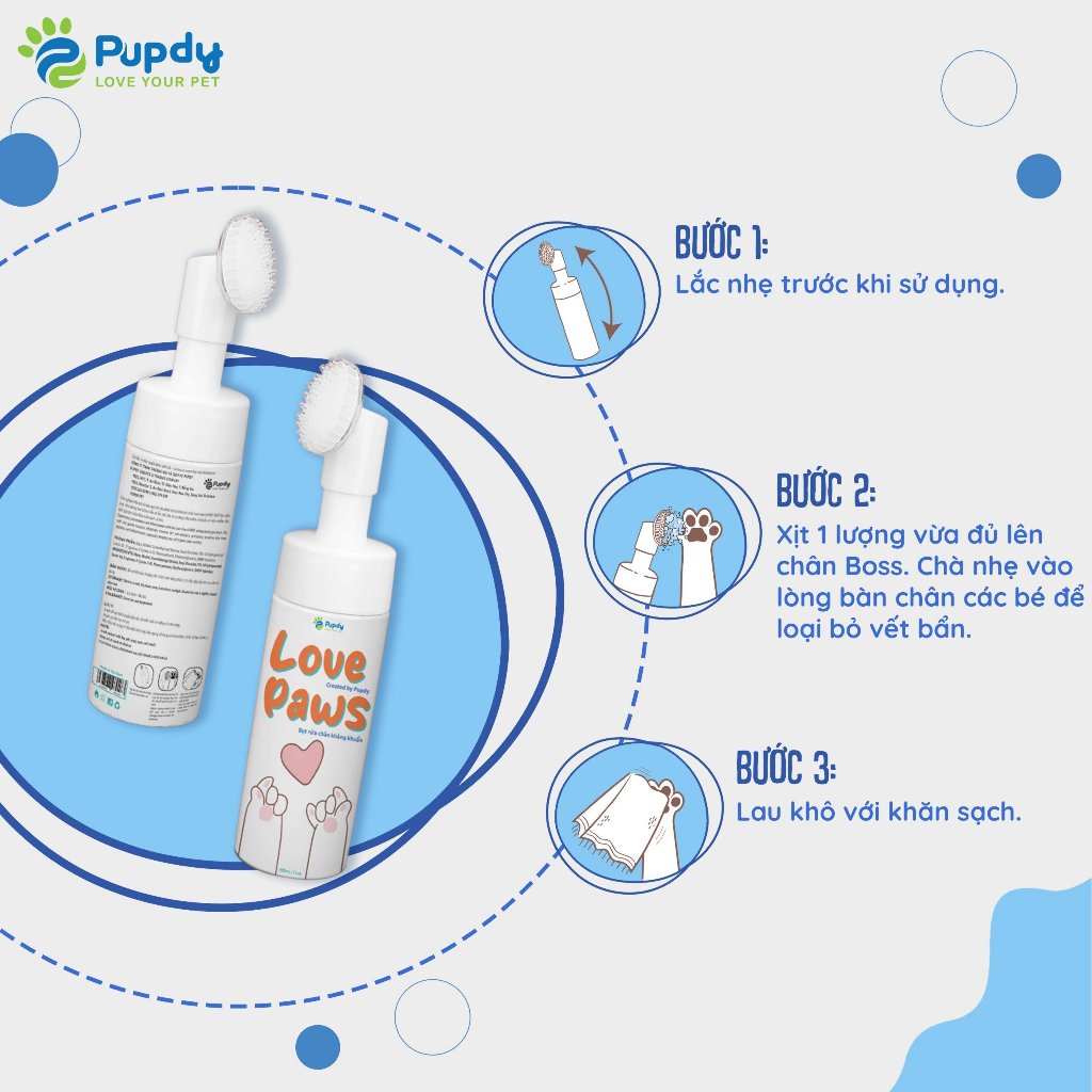 Bọt Khử Khuẩn Chân Thú Cưng Love Paws - Pupdy chính hãng
