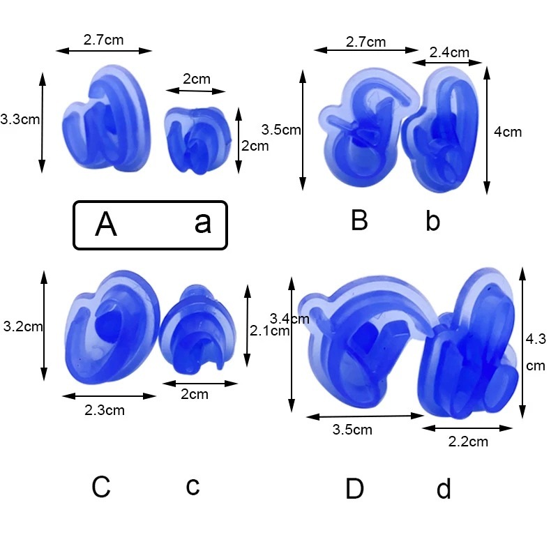 Bộ 26 khuôn nhấn chữ, số 3.5cm