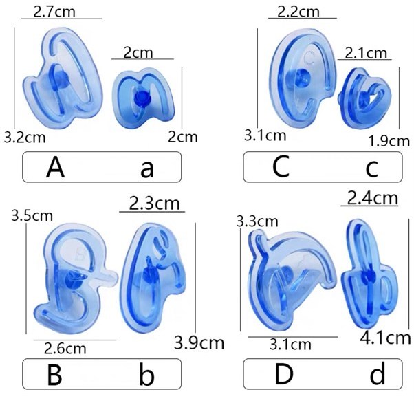 Bộ 26 khuôn nhấn chữ, số 3.5cm