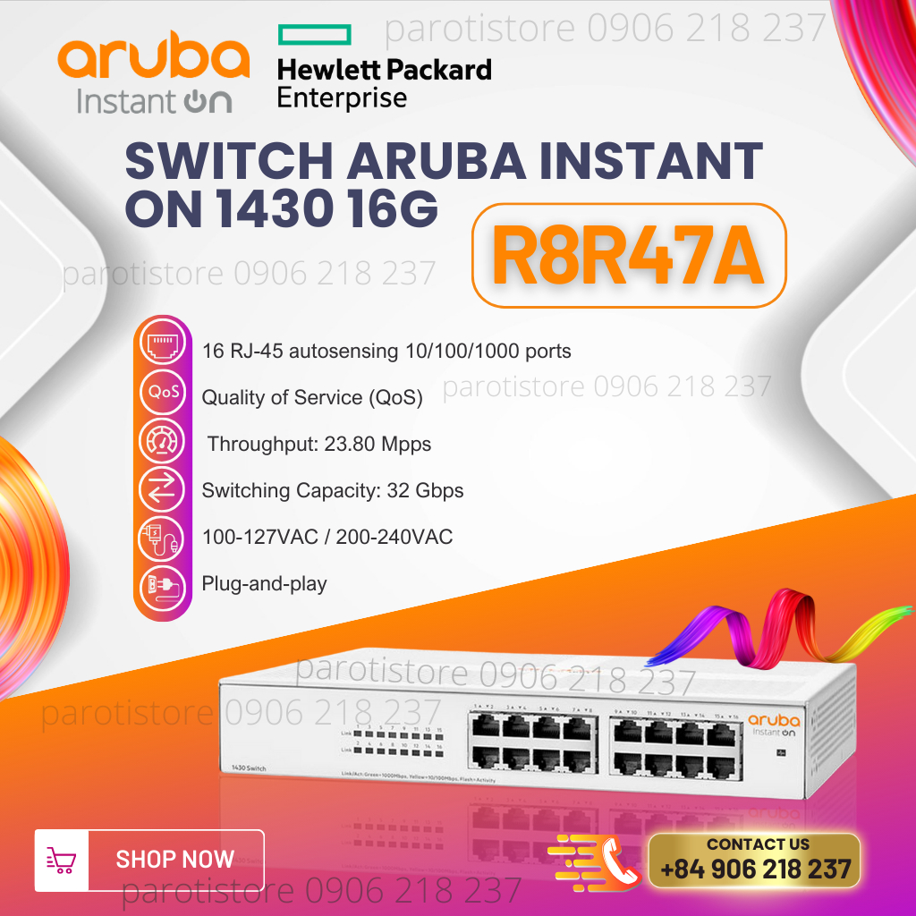 Thiết bị chia mạng Switch Aruba Instant On 1430 16G R8R47A _chính hãng, mới 100%