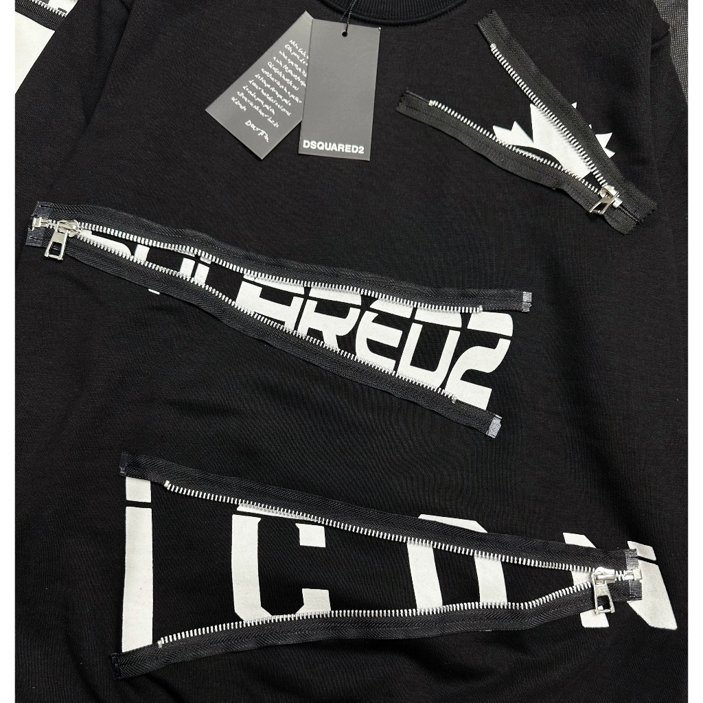 Áo nỉ dài tay dsq nam nữ phối khóa chất nỉ cao cấp - Áo sweater icon phối khóa chất vải nỉ dành cho nam