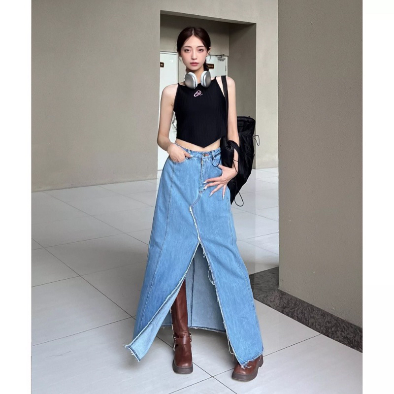 Pass CARA Chân váy jean dài- Size L- Form đẹp