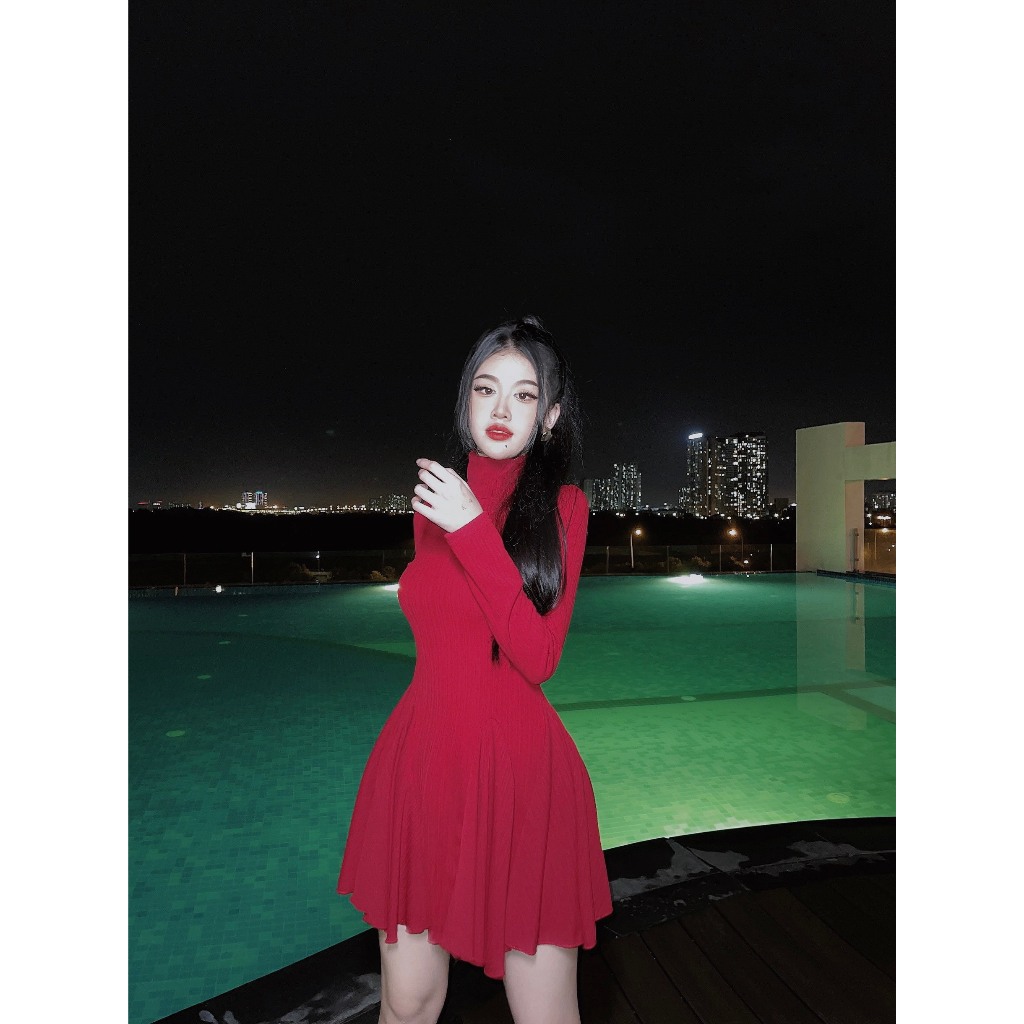 Đầm Cổ Lọ Xoè 8 Mảnh - 3526