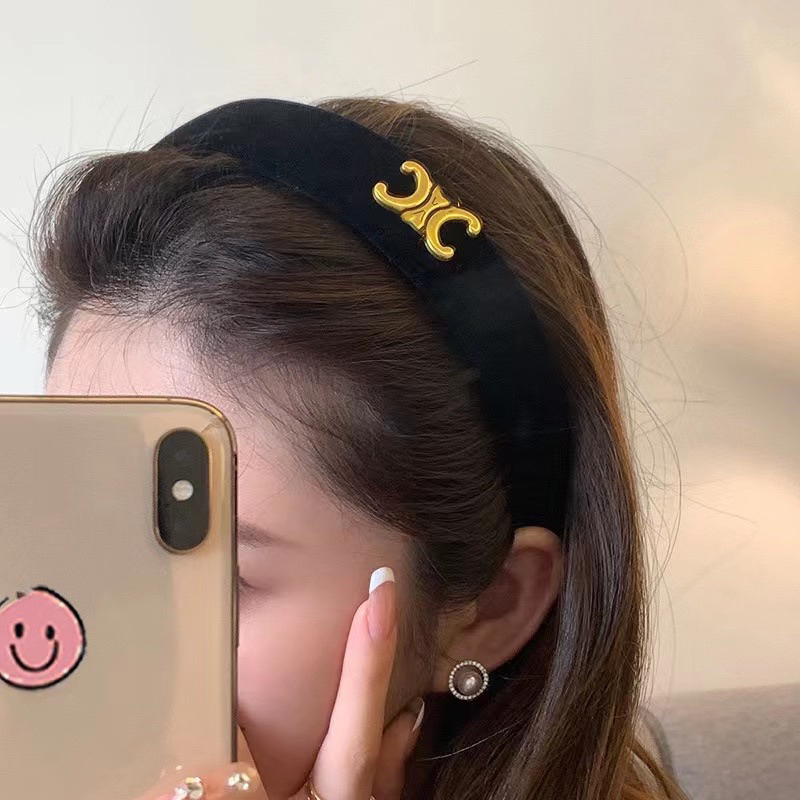 Băng đô cài tóc vải nhung đen thanh lịch nữ tính