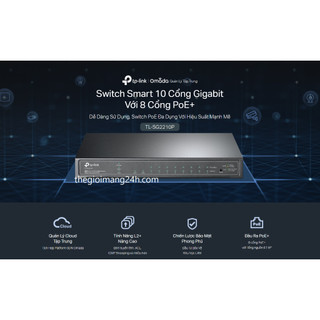 Bộ chia mạng poe tplink tl-sg2210p 10 cổng gigabit, 8 cổng poe+ , 2 sfp slots, smart managed, có vlan