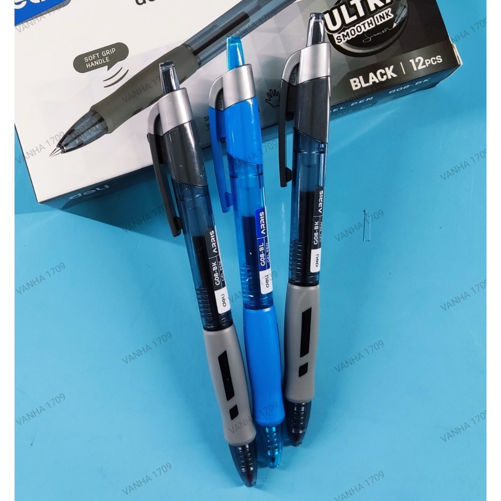 DELI - G08 Bút bi nước ARRIS mực xanh 0.5mm & G5 ruột bút thay thế.