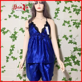 Đồ ngủ dễ thương DenYa lụa phi có mút, 2 dây, hở lưng, quyến rủ, DN14