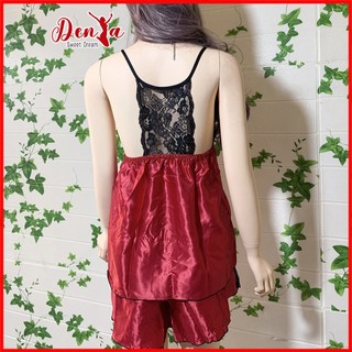 Đồ ngủ dễ thương DenYa lụa phi có mút, 2 dây, hở lưng, quyến rủ, DN14