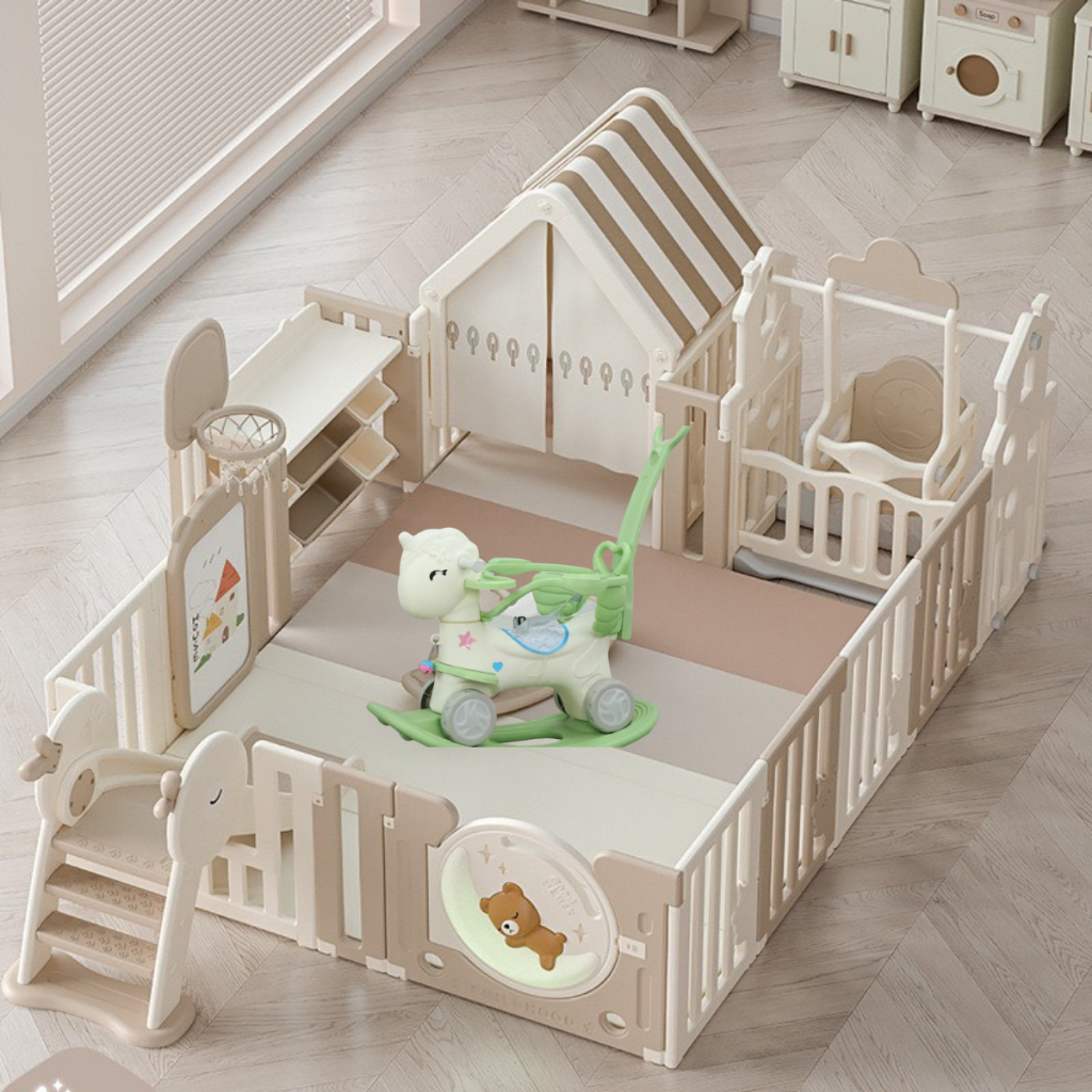 Set Quây Cũi Nhựa Liên Hoàn Cao CấP MOMMYKIDS MINH CHÂU Quây Cũi Cho Bé Bảo Hành 1 Năm - Nhựa Nguyên Sinh An Toàn