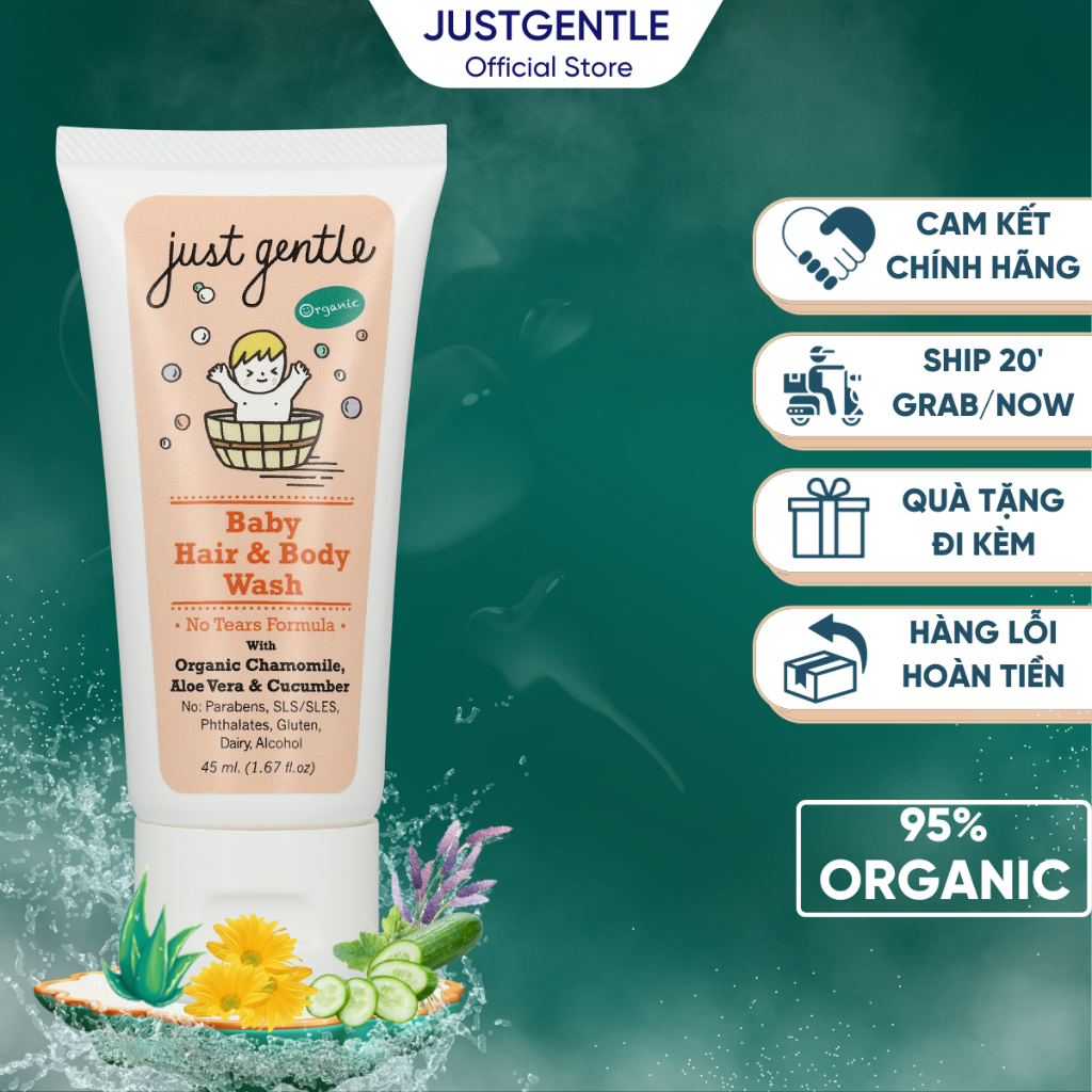 Sữa Tắm Gội 2 Trong 1 Dành Cho Trẻ Sơ Sinh - JustGentle