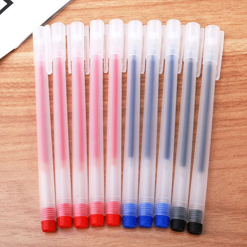 Bút gel đen xanh đỏ ngòi kim set 10 chiếc bút bi nước ngòi 0.5mm khô nhanh bút gel cute văn phòng phẩm