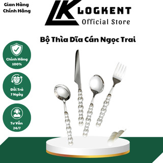 SéT 4 Món Dĩa Dao, Cán Ngọc Trai - Phụ Kiện Bàn Ăn Siêu Xinh - Set Dao Dĩa Thìa Ngọc Trai Cán Sứ (LOGKENT)