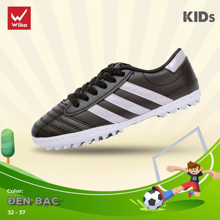  Giày đá bóng trẻ em chính hãng Wika 3 sọc CT3 size 32-37 giá rẻ khâu đế bền đẹp xịn trai gái nhỏ bé lớn nhỏ sân cỏ đen 