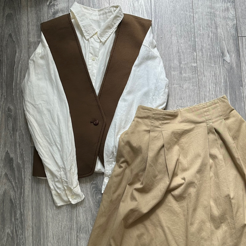 ✨Set áo sơ mi + gile vintage 2hand ✨