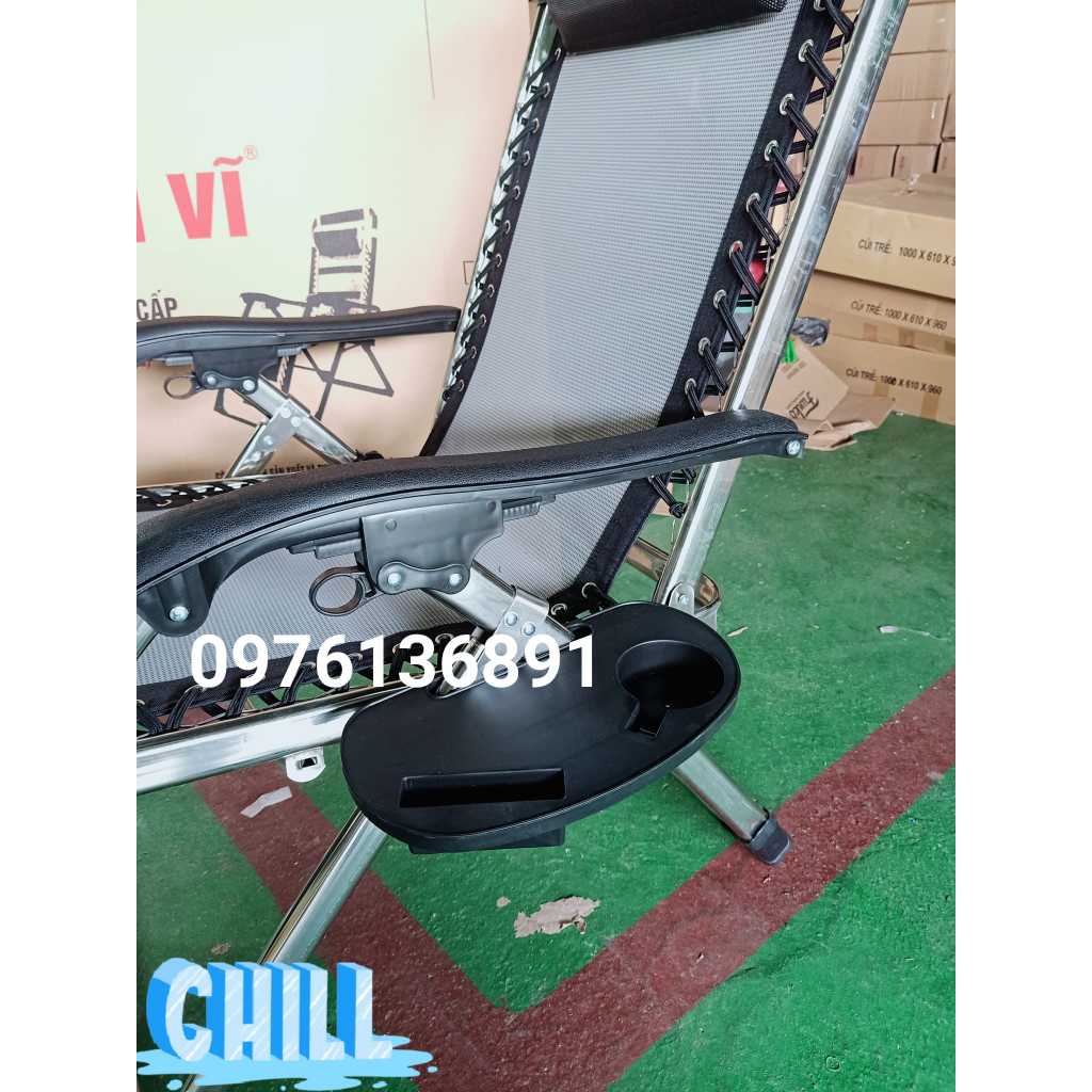 Ghế Xếp Thư Giãn Đa Năng Khung Inox tặng gối + khay Bảo Hành Bảo Trì Dài Lâu Tải Trọng 300kg
