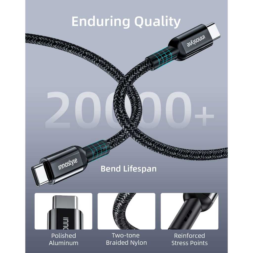 CÁP SẠC C-TO-C INNOSTYLE POWERFLEX 100W/10GBPS 4K/60HZ ICC200AL