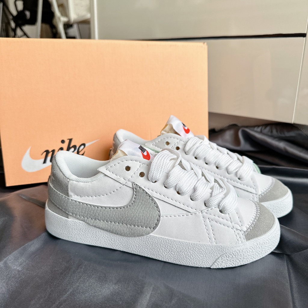 Giày thể thao sneaker blz jumbo nâu mẫu mới, giày blazer xám nâu, blz jumbo 77 nam nữ cao cấp ảnh thật
