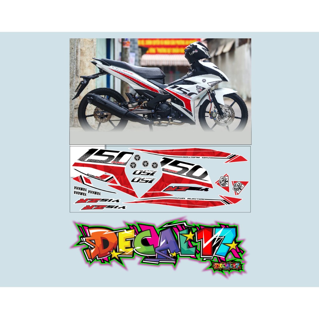 TEM XE EXCITER 150 TRẮNG ĐỎ XE TRẮNG 