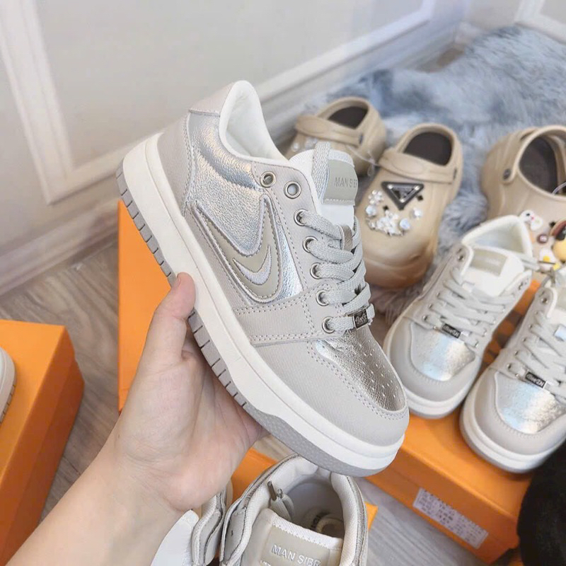 Giày nữ thể thao sneaker dáng jorda màu bạc qccc fullbox . Thuytienshoes