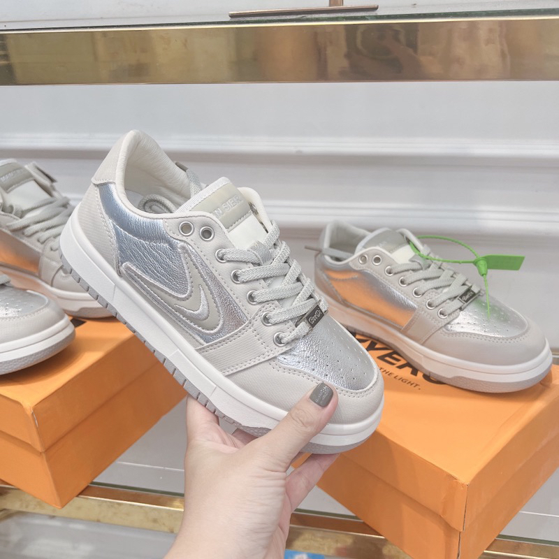 Giày nữ thể thao sneaker dáng jorda màu bạc qccc fullbox . Thuytienshoes