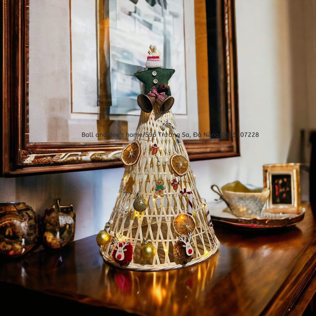 Phụ Kiện Trang Trí Noel Chất Liệu Bằng Mây Tự Nhiên Cao Cấp/ Decor Trang Trí Giáng Sinh Co Quán Cafe, Cửa Hàng