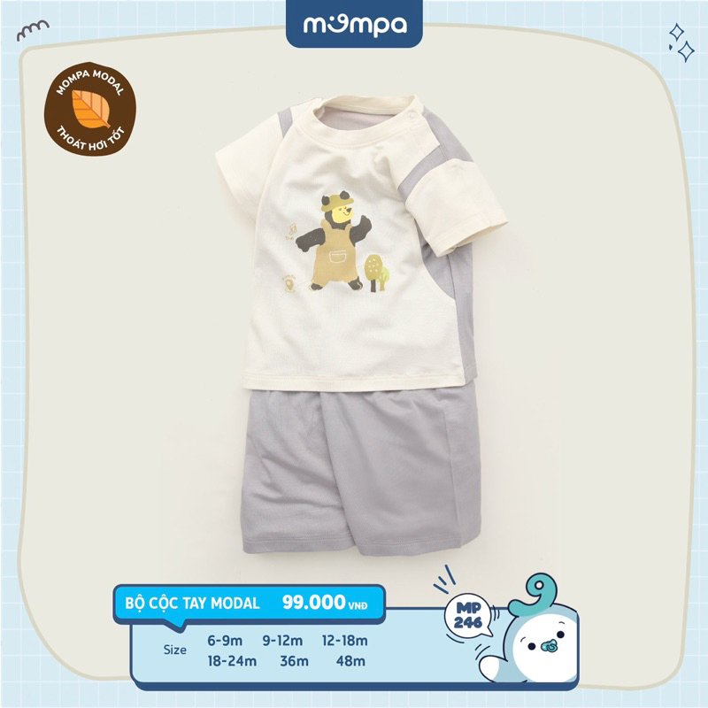 Bộ cộc tay Mompa cho bé trai bé gái