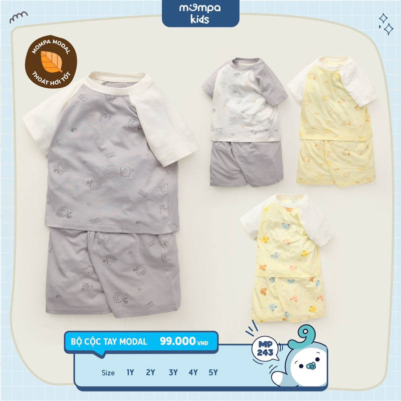 Bộ cộc tay cho bé trai bé gái hãng Mompa