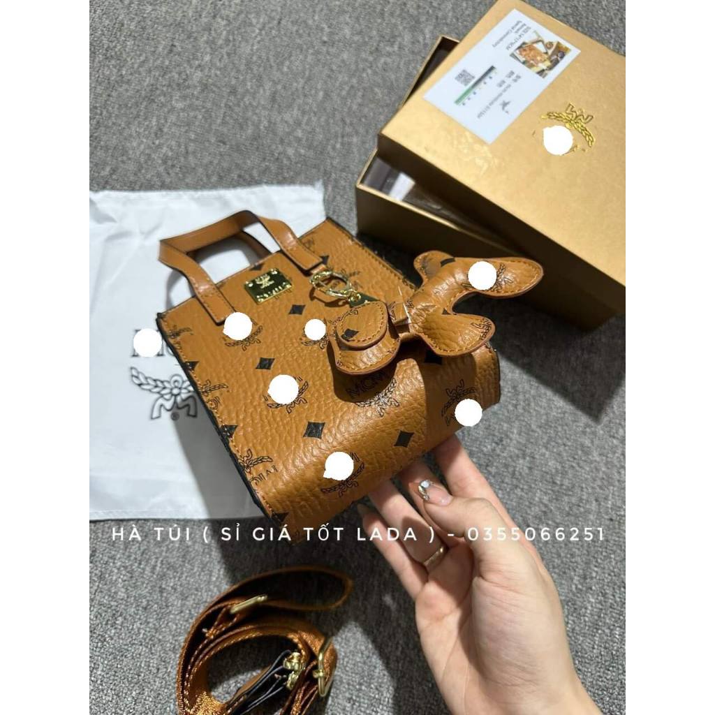 Túi tote điện thoại Mờ cê m đeo chéo kèm móc mickey