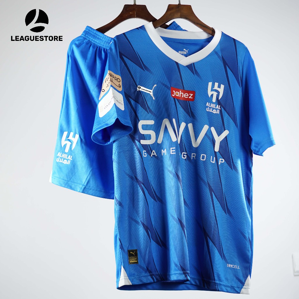 Bộ đá bóng Al Hilal Leaguestore - áo Neymar jr sân nhà màu xanh 23-24 form âu vải thái dệt mịn