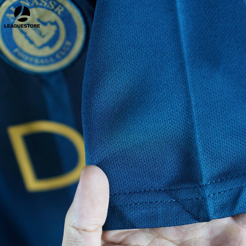 Bộ đá bóng Al Nasrr Leaguestore - quần áo thể thao sân khách màu xanh than 23-24 vải thái dệt mịn form âu