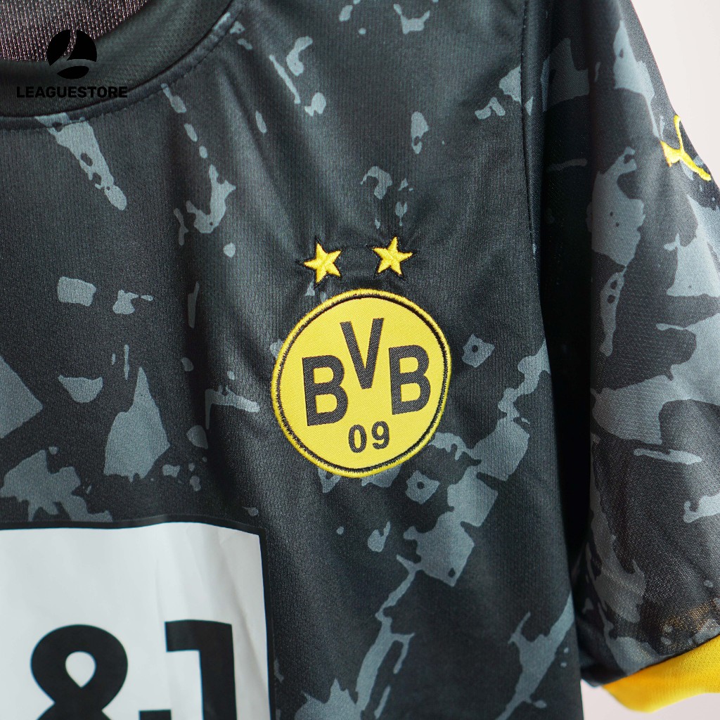 Bộ đá bóng Dortmund Leaguestore - quần áo thể thao nam sân khách màu loang đen 23-24 vải thái dệt mịn form âu
