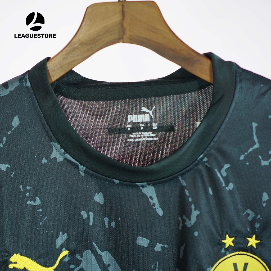 Bộ đá bóng Dortmund Leaguestore - quần áo thể thao nam sân khách màu loang đen 23-24 vải thái dệt mịn form âu