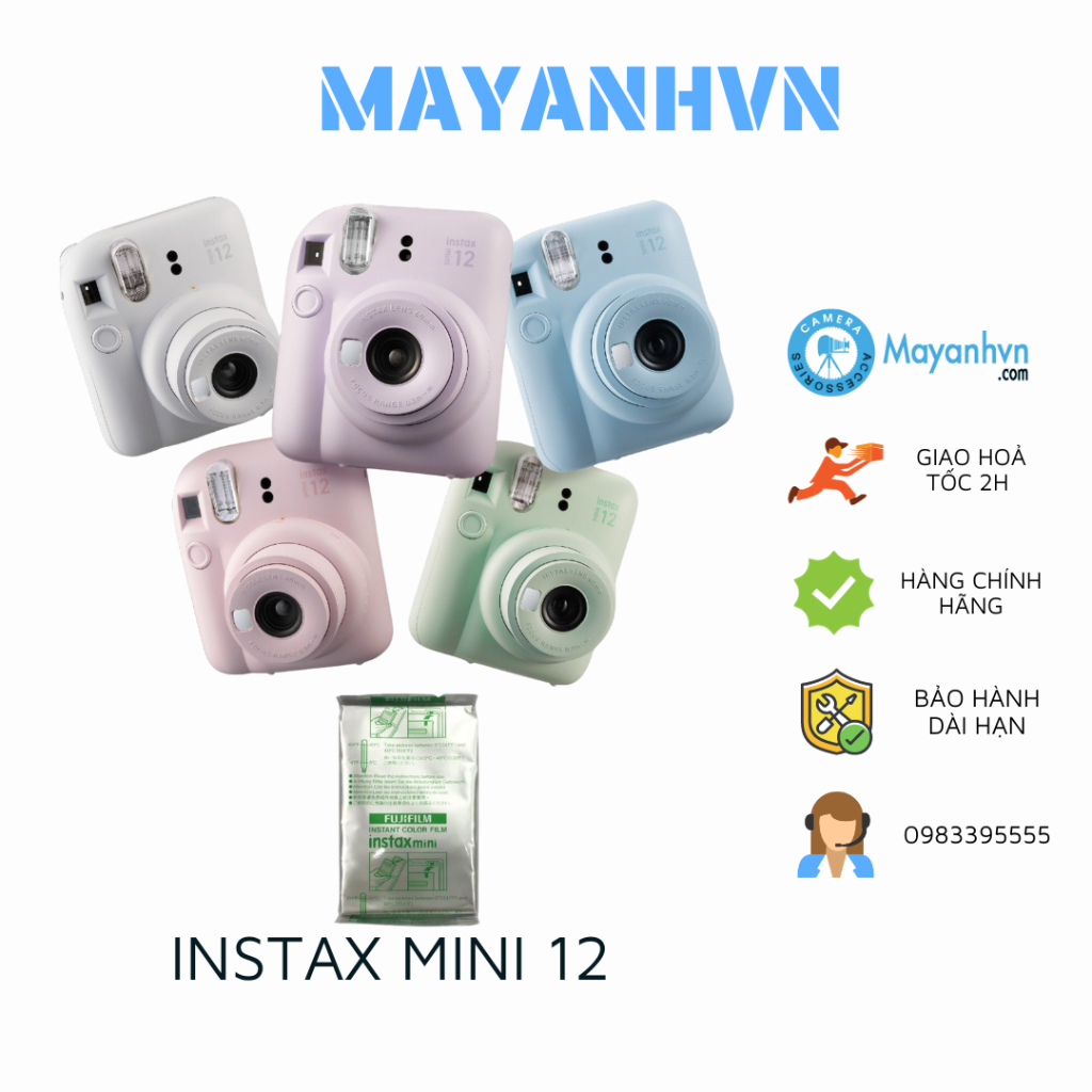 Instax Mini 12- Máy chụp ảnh lấy ngay Fujifilm Instax Mini 11/ Mini 12 (Chính hãng- Bảo hành 12 tháng)