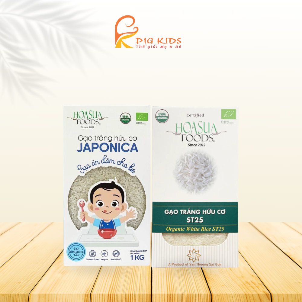 Gạo trắng hữu cơ Japonica/ST25 Hoa Sữa Cho Bé Ăn Dặm 1kg