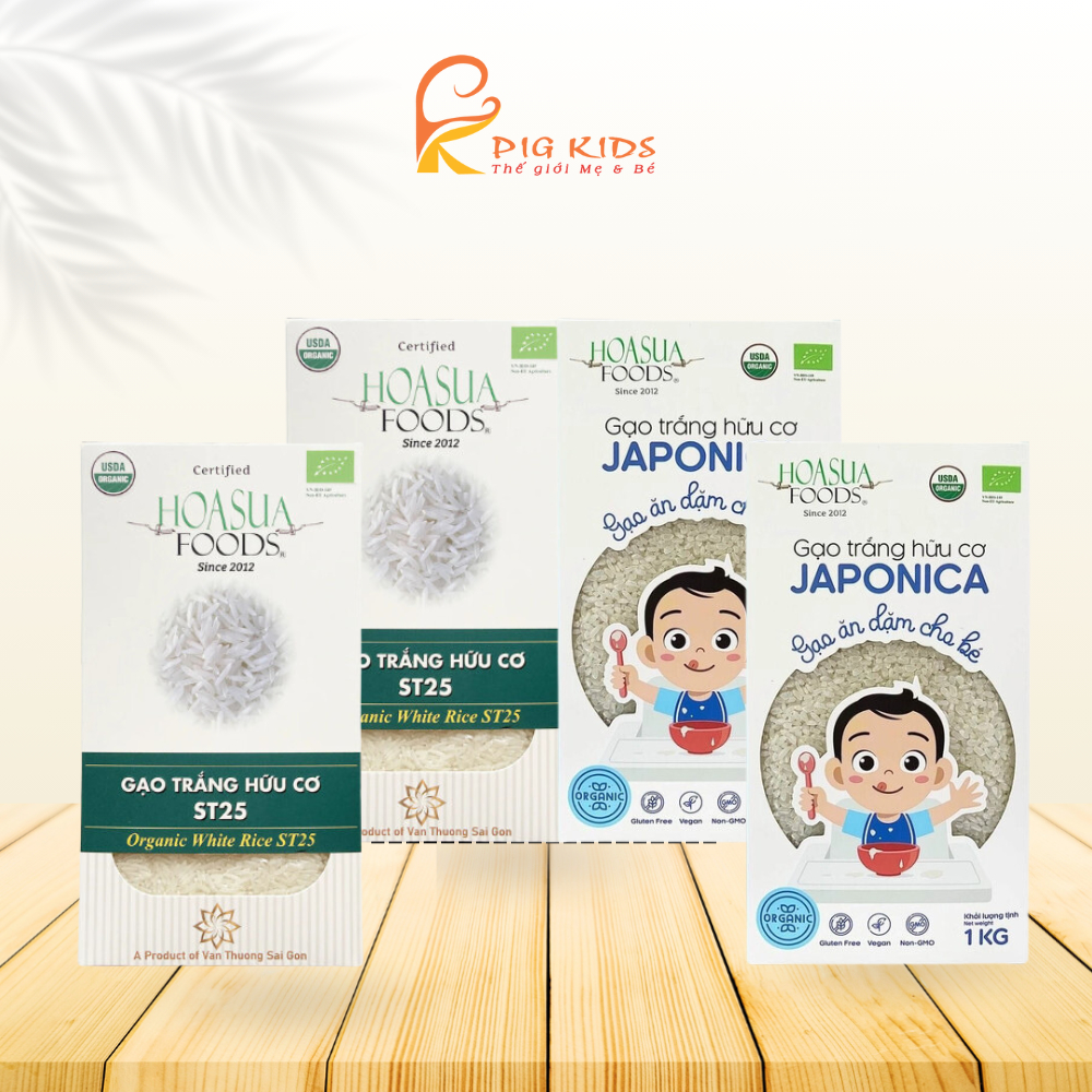 Gạo trắng hữu cơ Japonica/ST25 Hoa Sữa Cho Bé Ăn Dặm 1kg