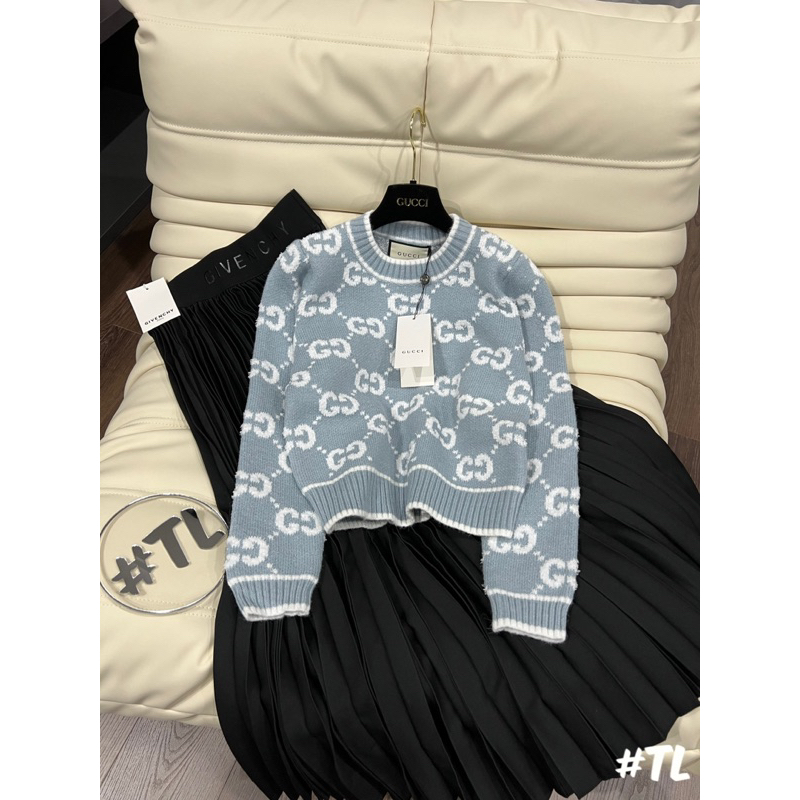 Áo len GC màu xanh pastel cộc tay và dài tay hàng đẹp