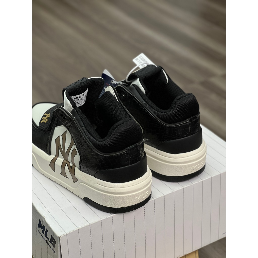 GIÀY THỂ THAO SNEAKER MLB QUAI DÁN ĐEN NY NÂU, GIÀY MLB NY NÂU QUAI DÁN BẢN ĐEN FULL, MLB LINER DÁN ĐEN NÂU