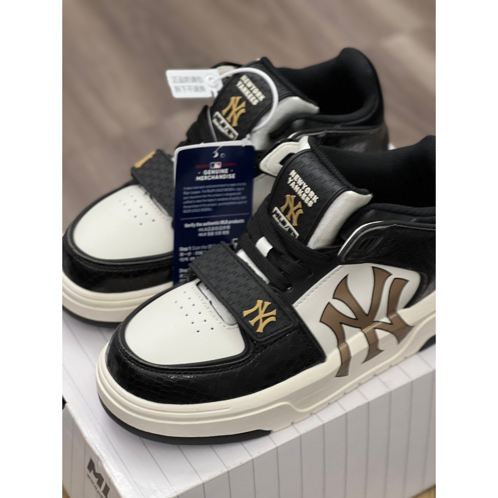 GIÀY THỂ THAO SNEAKER MLB QUAI DÁN ĐEN NY NÂU, GIÀY MLB NY NÂU QUAI DÁN BẢN ĐEN FULL, MLB LINER DÁN ĐEN NÂU