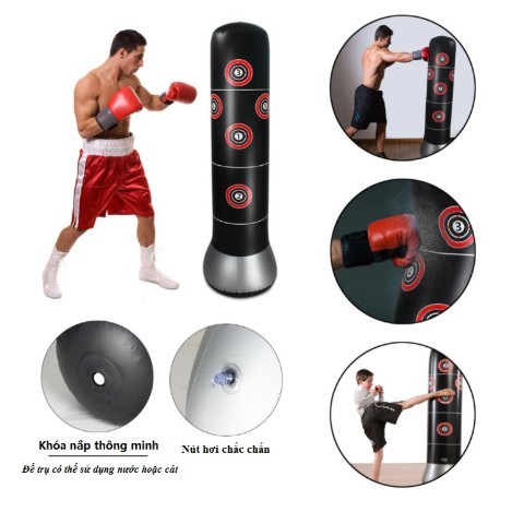 Bao Trụ Đấm Bốc Tự Cân Bằng - PURE BOXING 160cm Đường Kính 48cm - Tặng Kèm Bơm Hơi