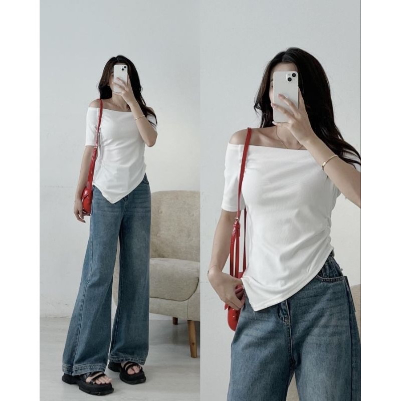 Áo trễ vai lệch tà, áo trễ vai