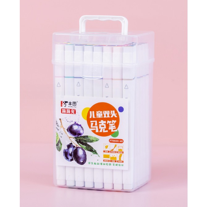 Bút Màu Dạ Marker 2 Đầu Cho Học Sinh - 12/24/36/48 Màu