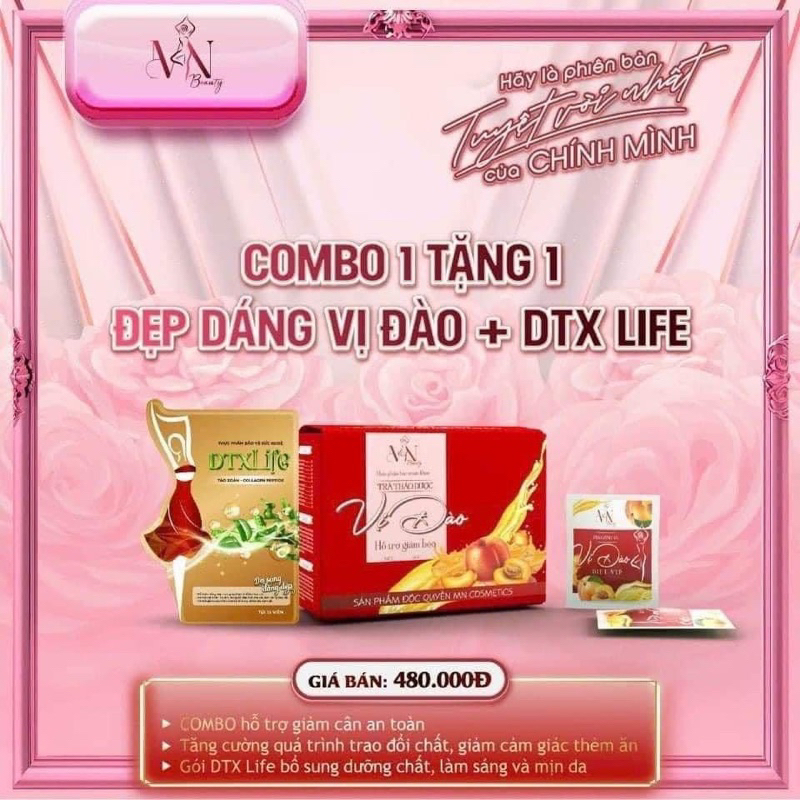 TRÀ ĐÀO THẢO DƯỢC GIẢM CÂN X3 ĐÔNG ANH- TRÀ ĐÀO GIẢM CÂN MN Hộp 15 gói tặng kèm detox